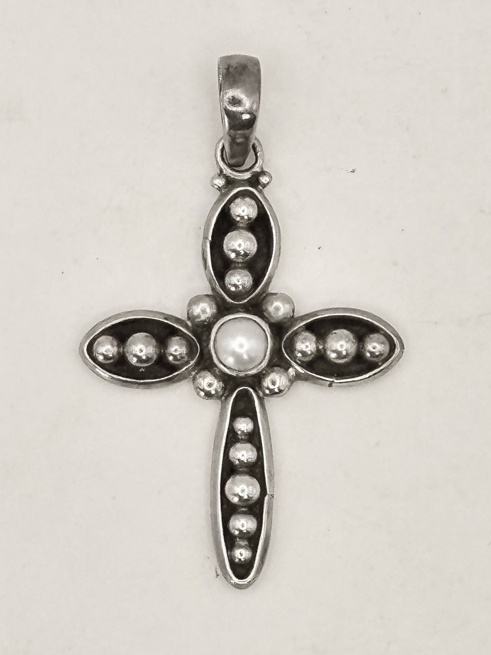 Silpada S0971 Sterling Silver Credence Pearl Cross Pendant